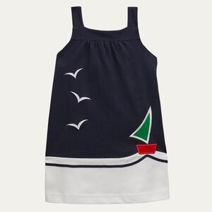 NWT Florence Eiseman Girl's Knit Pique Embroidered Sailboat Dress - 5